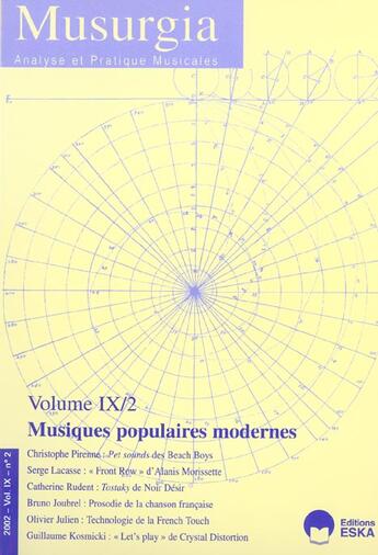 Couverture du livre « Musurgia vol.ix n 2 musiques populaires » de  aux éditions Eska