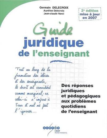 Couverture du livre « Guide juridique de l'enseignant » de  aux éditions Crdp De Poitiers