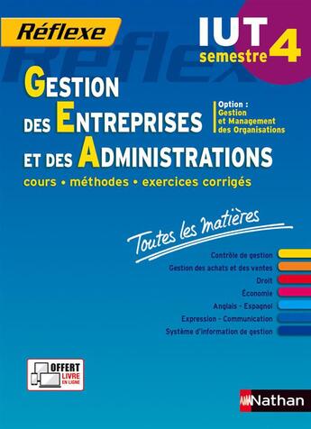 Couverture du livre « REFLEXE t.28 ; gestion des entreprises et des administrations ; IUT semestre 4 ; toutes les matières (édition 2015) » de  aux éditions Nathan