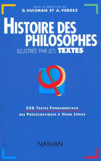 Couverture du livre « Hist philosop illustree textes » de Huisman/Vergez aux éditions Nathan