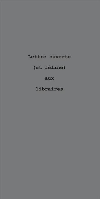 Couverture du livre « Lettre ouverte (et féline) aux libraires » de Frederique Germanaud aux éditions Le Realgar