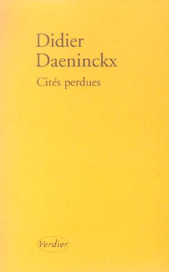 Couverture du livre « Cités perdues » de Didier Daeninckx aux éditions Verdier