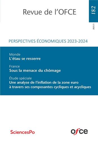 Couverture du livre « Revue de l'ofce n 182 (2023/3) - perspectives economiques 2023-2024 » de Heyer/Timbeau aux éditions Ofce