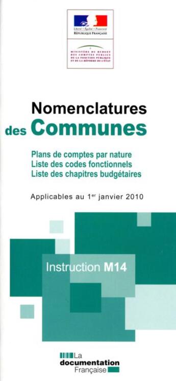 Couverture du livre « Nomenclature des communes ; instructions m14 » de  aux éditions Documentation Francaise