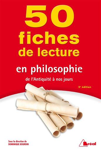 Couverture du livre « 50 fiches de lecture en philosophie » de Dominique Bourdin aux éditions Breal
