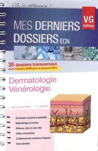 Couverture du livre « Mes derniers dossiers dermatologie venerologie » de L.Rakotonarivo aux éditions Vernazobres Grego