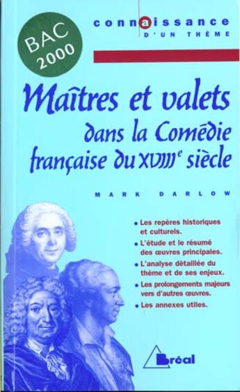 Couverture du livre « Maitres Et Valet 1eres L, Es, S » de  aux éditions Breal