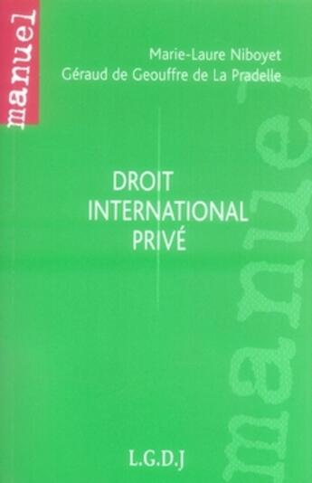 Couverture du livre « Droit international privé » de Niboyet/De Geouffre aux éditions Lgdj