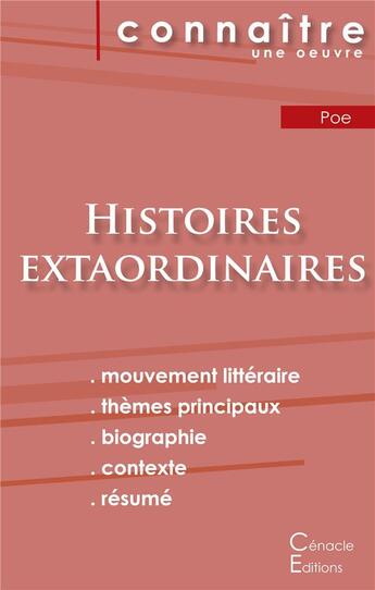 Couverture du livre « Histoires extraordinaires » de  aux éditions Editions Du Cenacle