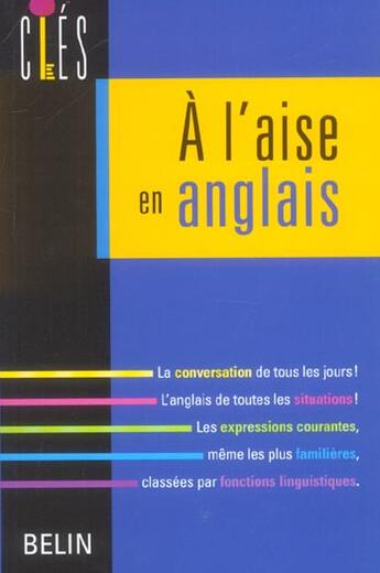 Couverture du livre « A l'aise en anglais » de Ducourant/Meadows aux éditions Belin