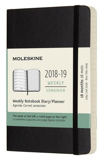Couverture du livre « Agenda 18 mois semainier 2018 ; 19 poche noir souple » de  aux éditions Moleskine