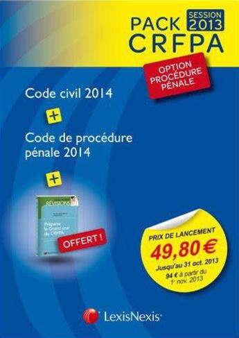 Couverture du livre « Pack CRFPA option procédure pénale ; code civil ; code de procédure pénale ; préparer le grand oral du CRFPA (édition 2014) » de Laurent Leveneur et Gilbert Azibert et Mestre Jacques aux éditions Lexisnexis