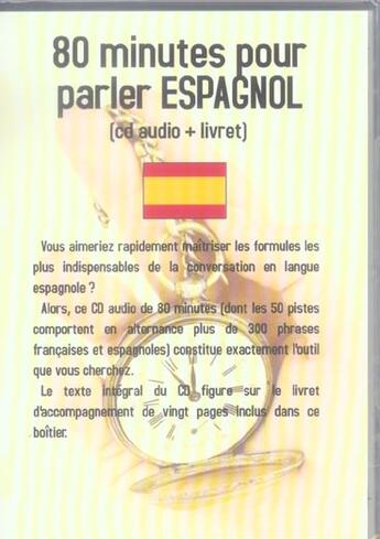 Couverture du livre « 80 minutes pour parler espagnol » de Vasseur aux éditions Jean-pierre Vasseur