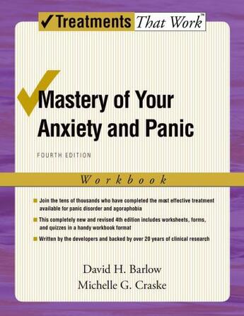 Couverture du livre « Mastery of Your Anxiety and Panic: Workbook » de Craske Michelle G aux éditions Oxford University Press Usa