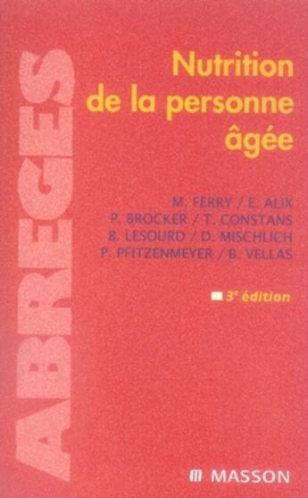 Couverture du livre « Nutrition de la personne âgée » de  aux éditions Elsevier-masson