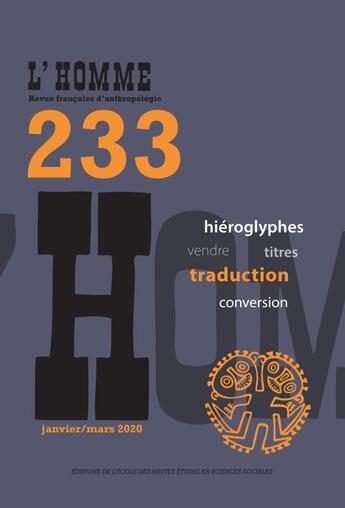 Couverture du livre « L'homme n 233 - varia » de  aux éditions Ehess