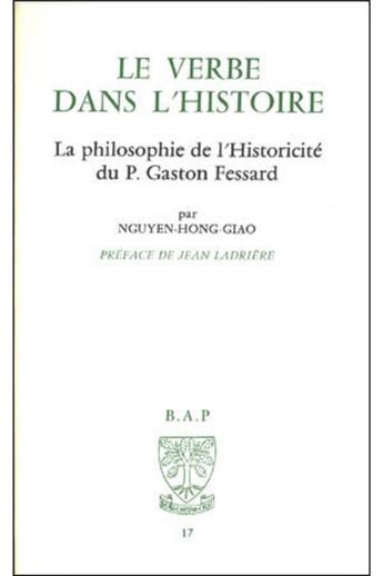 Couverture du livre « Le verbe dans l'histoire » de Giao Nguyen Hong aux éditions Beauchesne