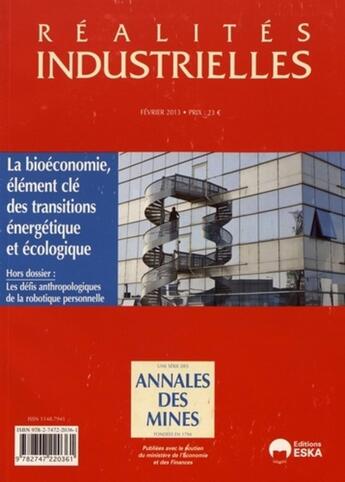 Couverture du livre « Ri fevrier 2013 la bioeconomie elements cles des transitions energetique et ecol » de Annales Des Min aux éditions Eska