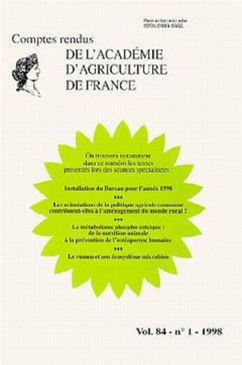 Couverture du livre « Installation du bureau pour l'annee 1998 les orientations de la politique agricole commune contribue » de  aux éditions Lavoisier Diff