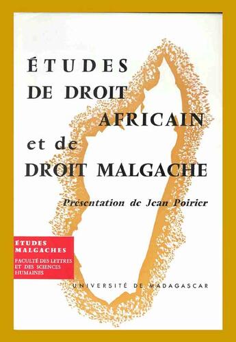 Couverture du livre « Études de droit africain et de droit malgache » de Jean Poirier aux éditions Cujas
