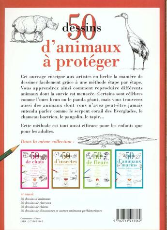 Couverture du livre « 50 dessins d'animaux à protéger » de Lee.J Ames aux éditions Vigot