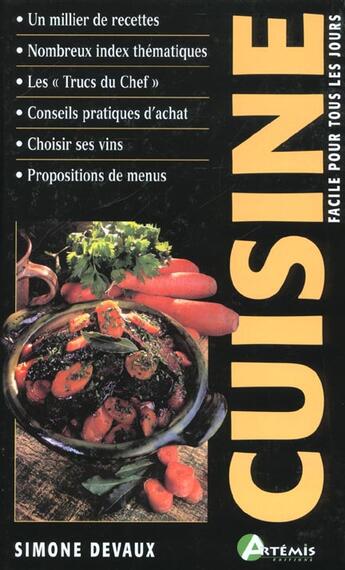 Couverture du livre « Cuisine Facile Pour Tous Les Jours » de Simone Devaux aux éditions Artemis