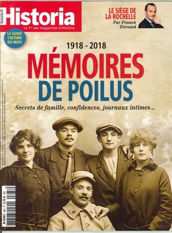 Couverture du livre « Historia mensuel n 863 memoires des poilus - novembre 2018 » de  aux éditions L'histoire