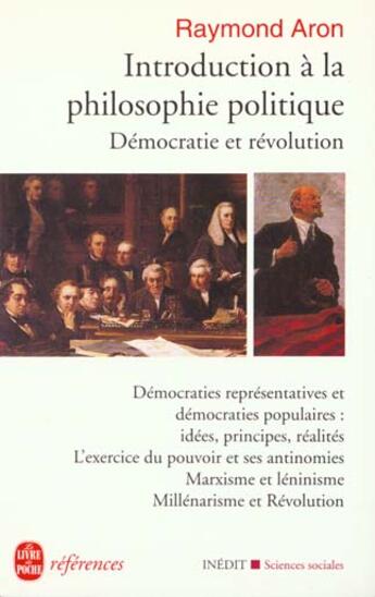 Couverture du livre « Introduction à la philosophie politique : Démocratie et révolution- Inédit » de Raymond Aron aux éditions Le Livre De Poche