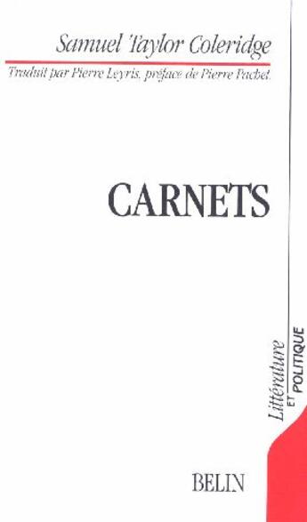 Couverture du livre « Carnets » de Taylor/Pachet aux éditions Belin