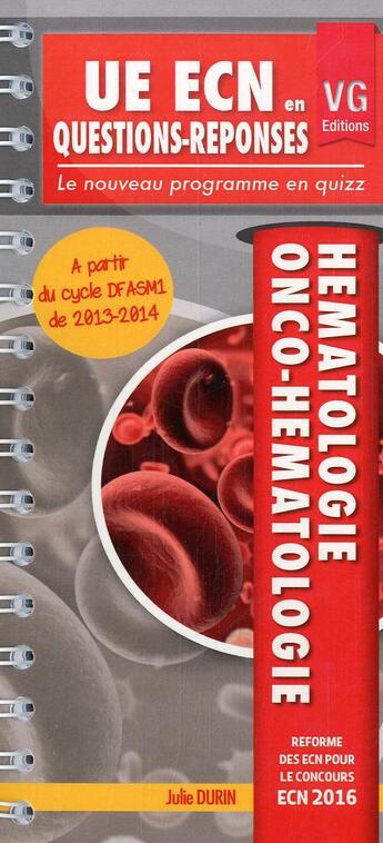 Couverture du livre « Ue ecn en questions-reponses hematologie » de Durin J. aux éditions Vernazobres Grego