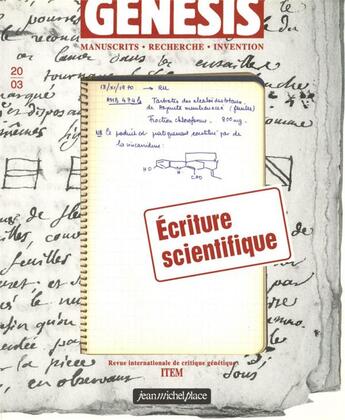 Couverture du livre « Genesis n.20 : écriture scientifique » de Genesis aux éditions Nouvelles Editions Place