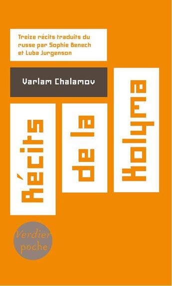 Couverture du livre « Récits de la Kolyma » de Varlam Chalamov aux éditions Verdier
