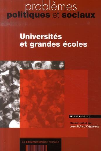 Couverture du livre « Universités et grandes écoles » de Cytermann Jean-Richa aux éditions Documentation Francaise