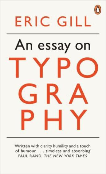 Couverture du livre « An Essay on Typography » de Eric Gill aux éditions Penguin Books Ltd Digital