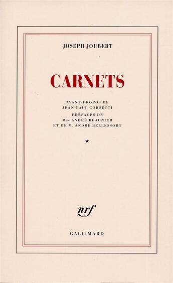 Couverture du livre « Carnets t.1 » de Joseph Joubert aux éditions Gallimard