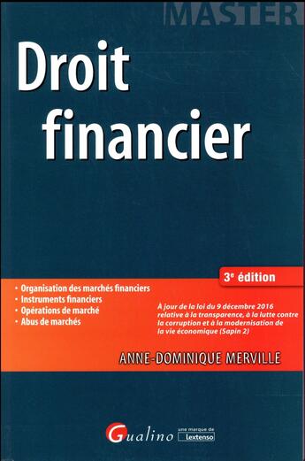 Couverture du livre « Droit financier (3e édition) » de Anne-Dominique Merville aux éditions Gualino