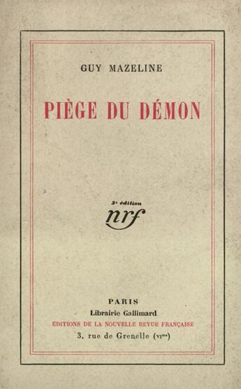 Couverture du livre « Piege du demon » de Mazeline Guy aux éditions Gallimard