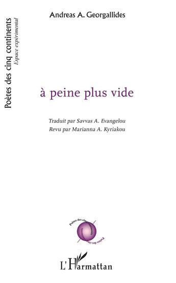 Couverture du livre « À peine plus vide » de Andreas A. Georgallides aux éditions L'harmattan