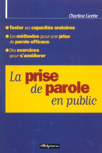 Couverture du livre « La prise de parole en public » de Charline Licette aux éditions Studyrama