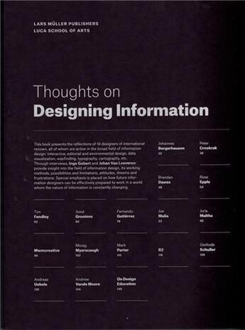 Couverture du livre « Thoughts on designing information » de Gobert Inge /Van Loo aux éditions Lars Muller