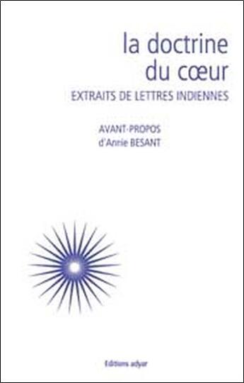 Couverture du livre « La doctrine du coeur » de Annie Besant aux éditions Adyar