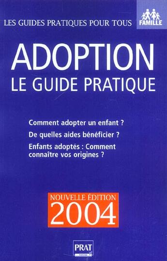 Couverture du livre « Adoption (édition 2004) » de Anne Masselot-Astruc aux éditions Prat