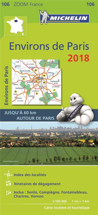 Couverture du livre « Carte zoom 106 environs de paris 2018 » de Collectif Michelin aux éditions Michelin