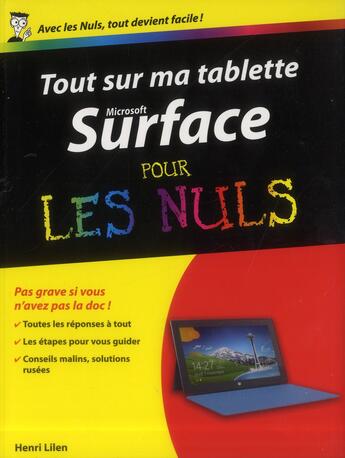 Couverture du livre « Tout sur ma tablette microsoft surface pour les nuls » de Henri Lilen aux éditions First Interactive