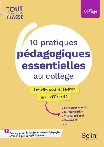 Couverture du livre « L'essentiel pour enseigner » de Reynaud Carine aux éditions Belin Education