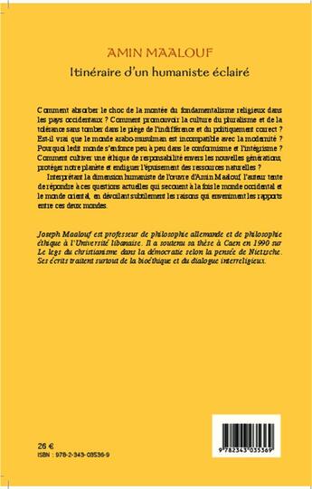 Couverture du livre « Amin Maalouf, itinéraire d'un humaniste éclairé » de Joseph Maalouf aux éditions L'harmattan