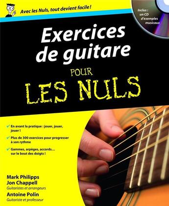 Couverture du livre « Exercices de guitare pour les nuls » de Mark Phillips et Antoine Polin et Jon Chappell aux éditions First