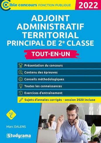 Couverture du livre « Adjoint administratif territorial principal de 2e classe (édition 2022) » de Marc Dalens aux éditions Studyrama