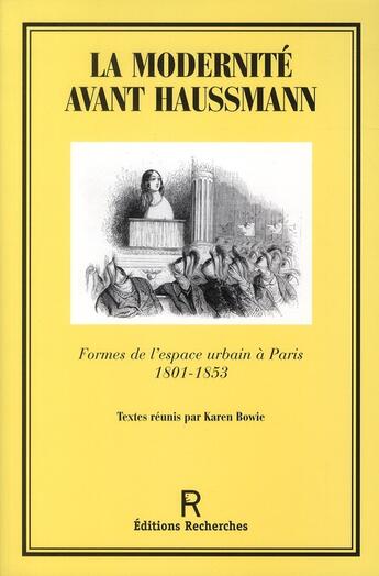 Couverture du livre « La modernite avant haussmann » de Bowie aux éditions Recherches