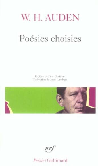 Couverture du livre « Poésies choisies » de W.H. Auden aux éditions Gallimard